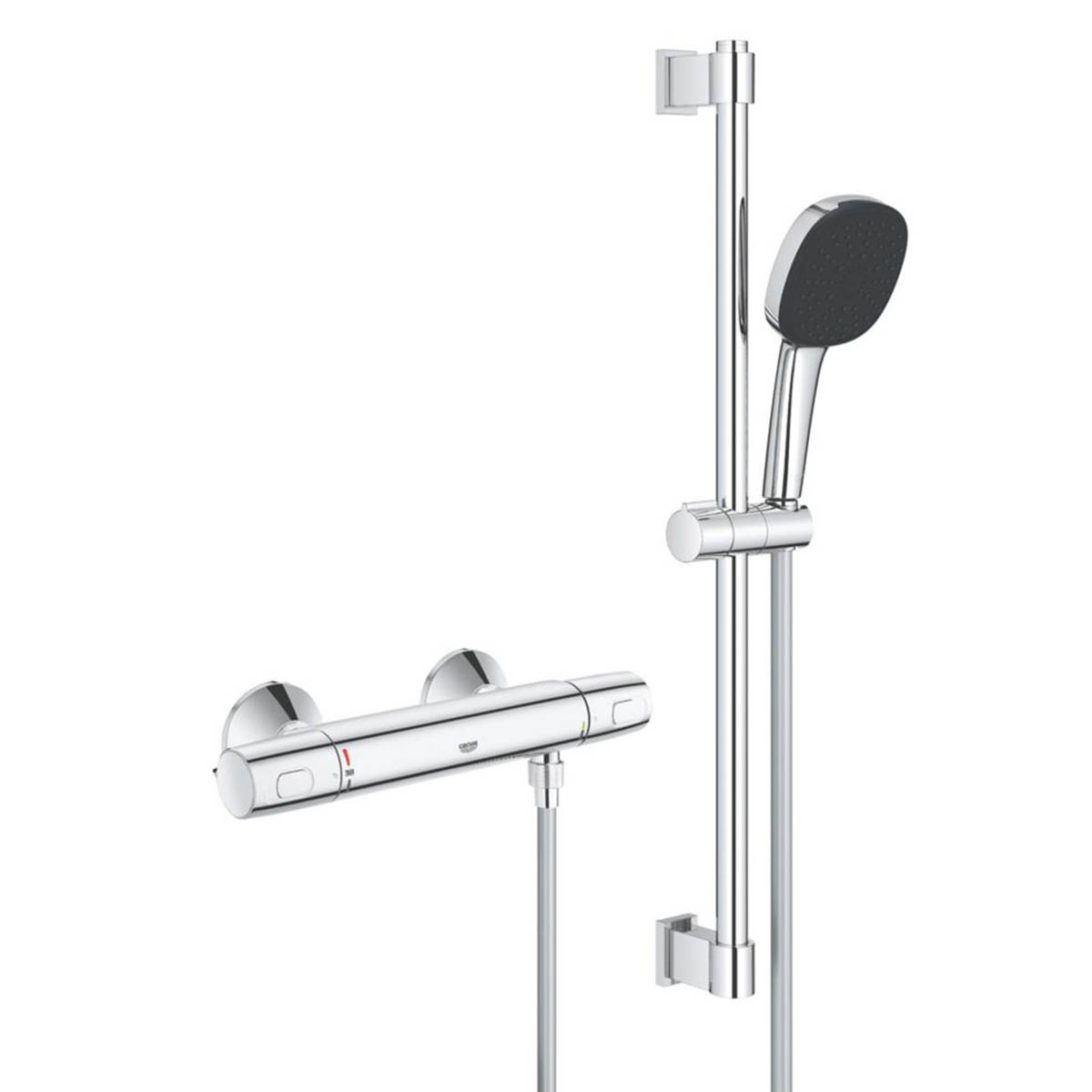 Grohe Thermostatic Shower Mixer Set Chrome Exposed 3 Spray Pattern Square Head - Image 1