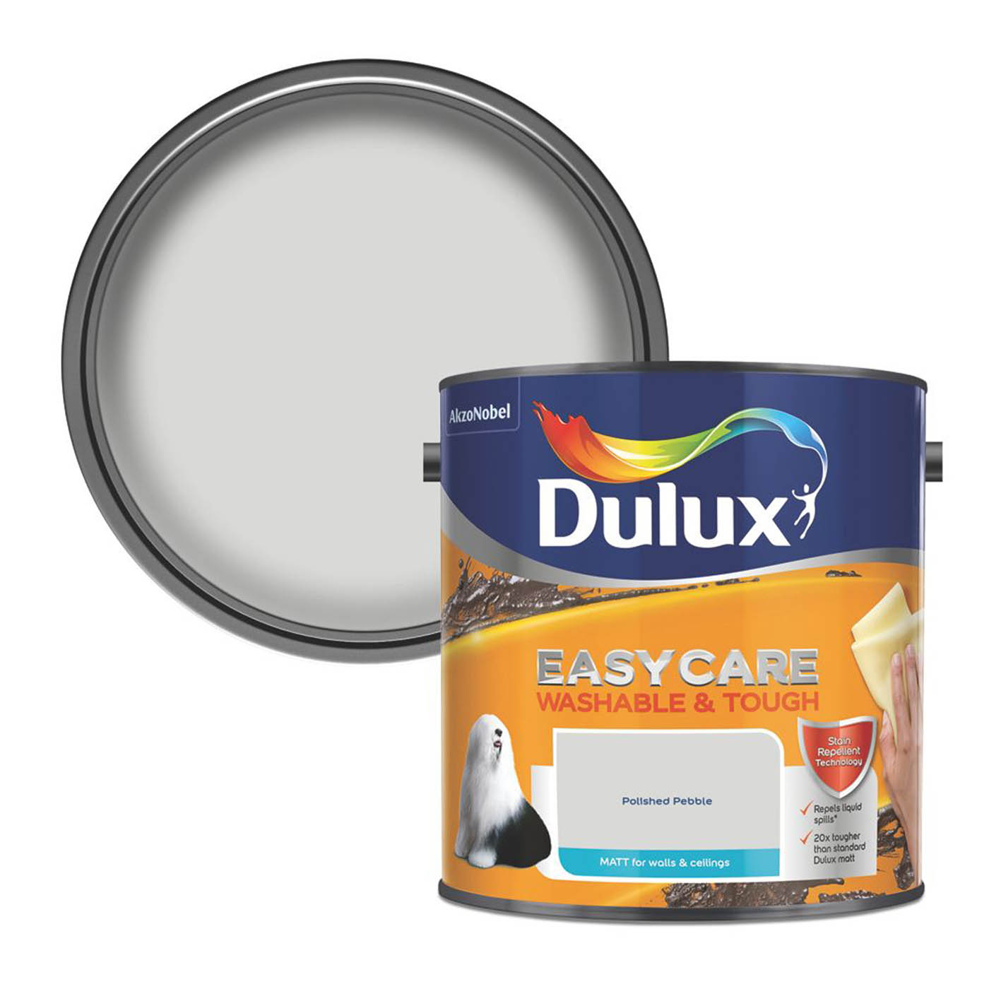 Dulux Emulsion Paint EasyCare Matt Polished Pebble 2.5Ltr - Image 1