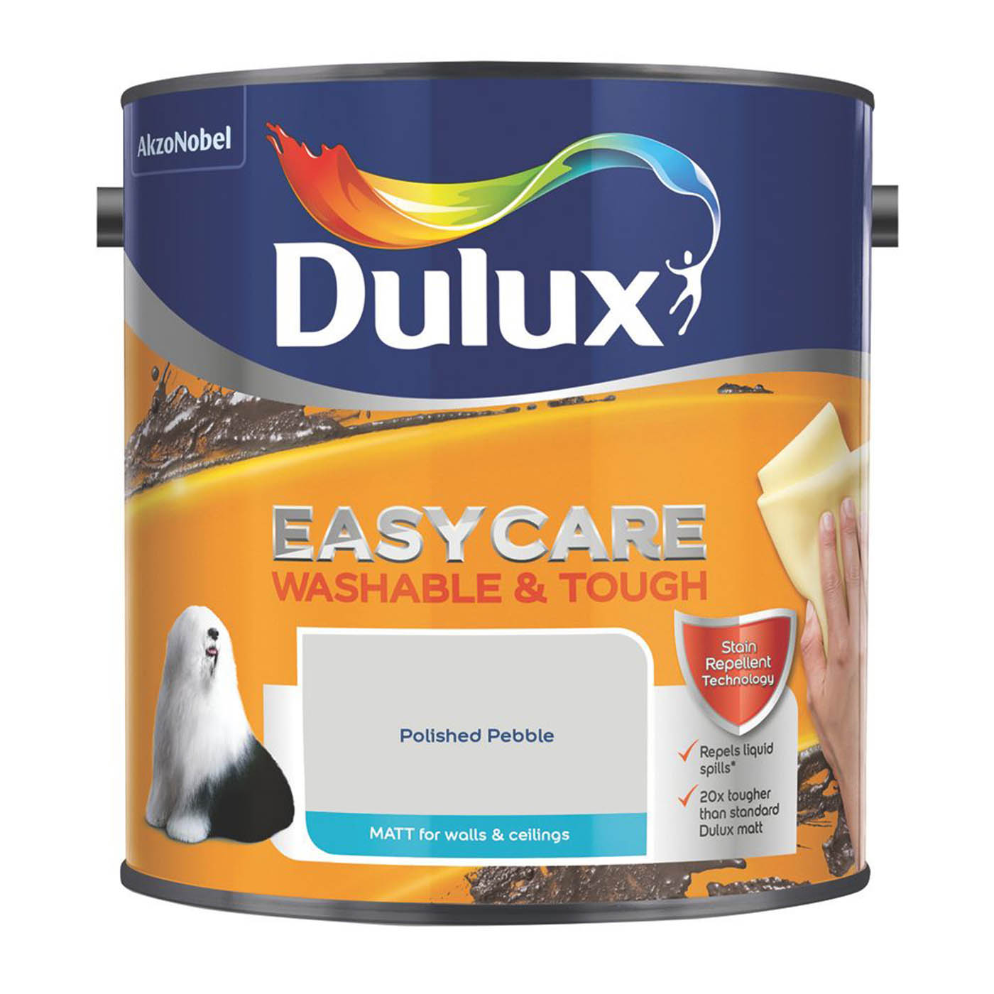 Dulux Emulsion Paint EasyCare Matt Polished Pebble 2.5Ltr - Image 2