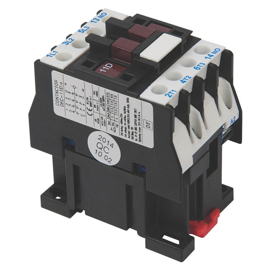 Hylec Contactor Unit NO 3 Pole 3 Phase 25A DIN Rail Mounted Black 440V 5.5kW - Image 1