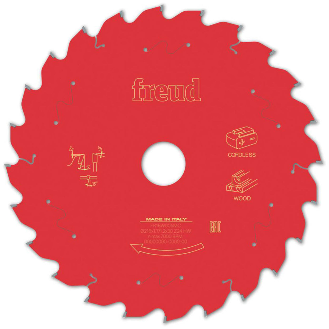 Freud Circular Saw Blade F03FS10061 24T Wood Chipboard MDF 216mm x 30mm - Image 1