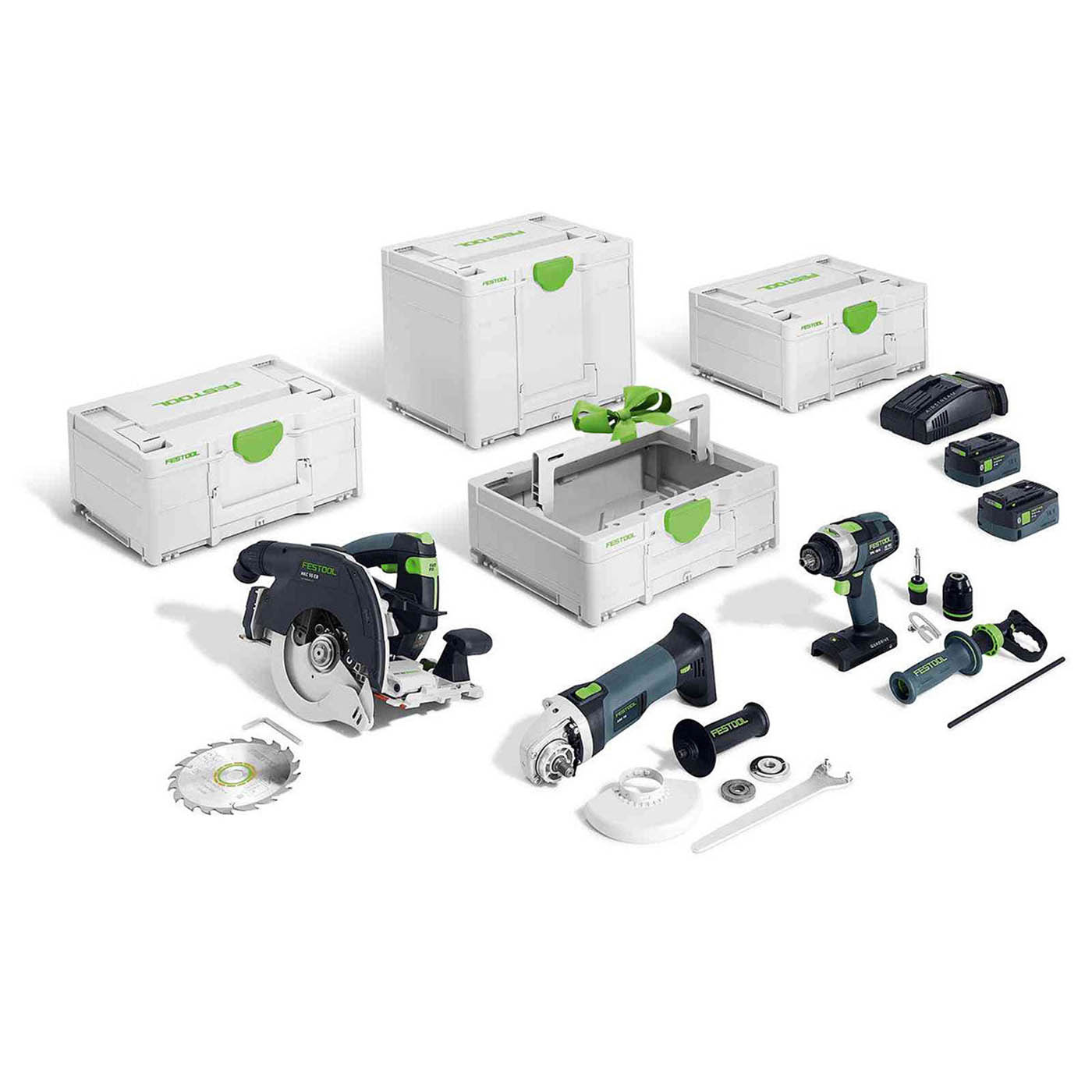 Festool Circular Saw Percussion Drill Angle Grinder Set Cordless 18V 2x5.0Ah - Image 1