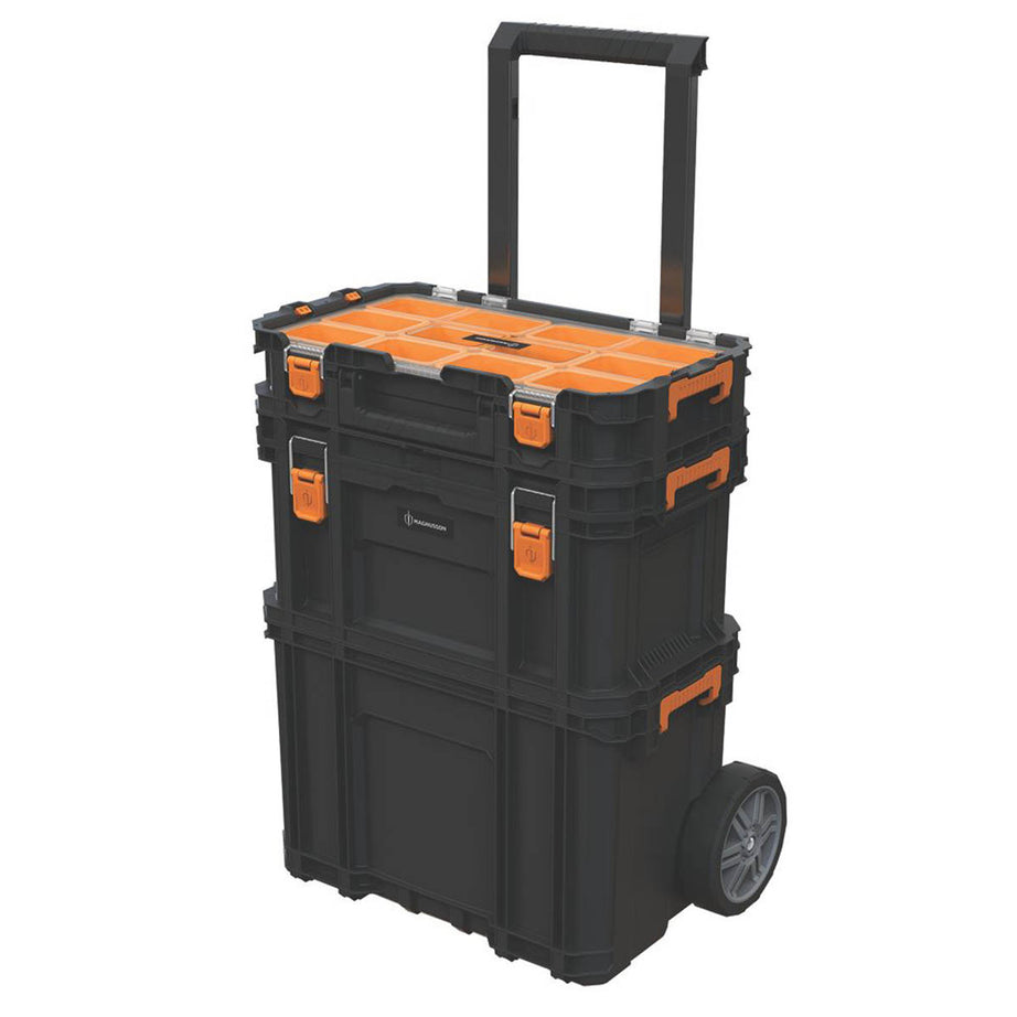 Magnusson Tool Box System Stakkur Storage Stackable Cart Wheel Trolley Set Of 3 - Image 1