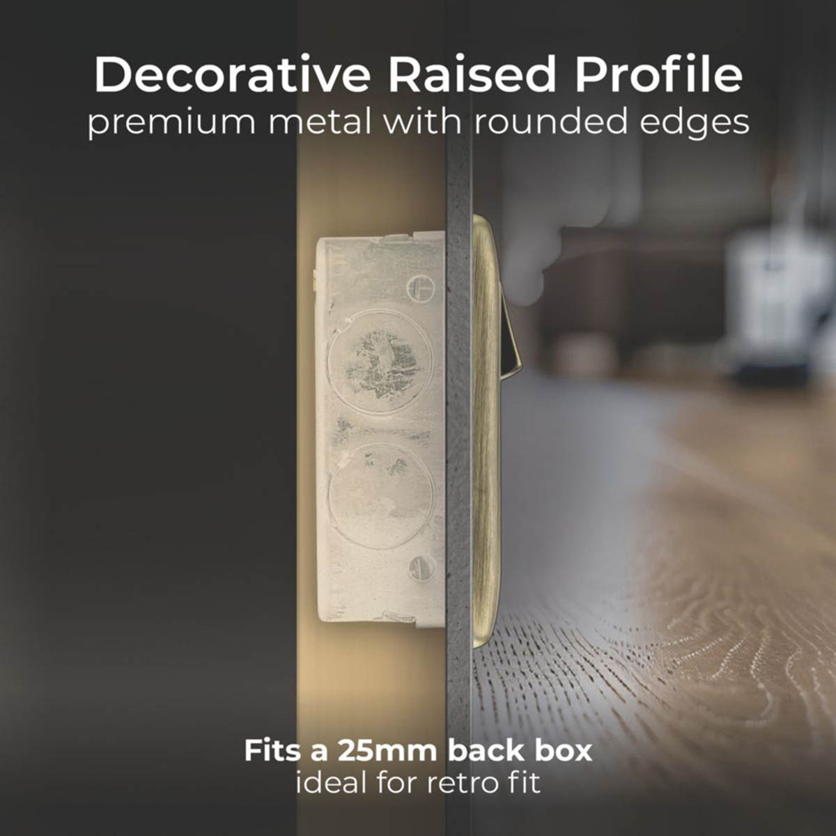 British General Wall Plug Socket 13A 2-Gang DP Switched Antique Brass Pack Of 5 - Image 5