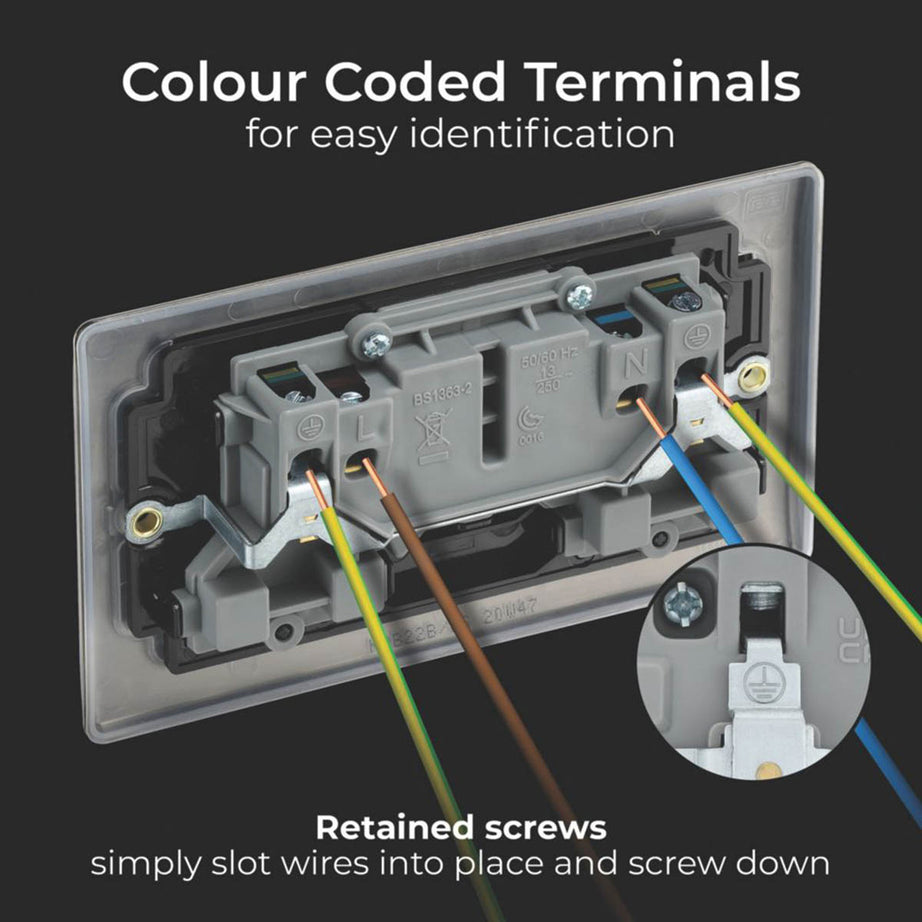 British General Wall Plug Socket 13A 2-Gang DP Switched Antique Brass Pack Of 5 - Image 6