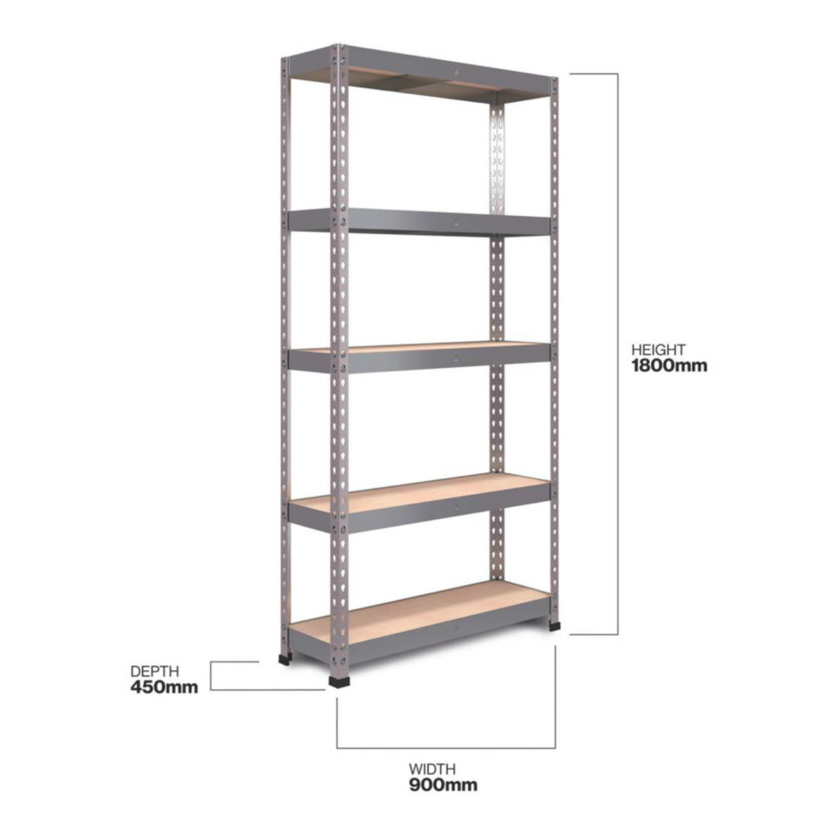 RB Boss Garage Shelving Unit 5 Tier Metal Galvanised 900mm x 450mm x 1800mm - Image 4
