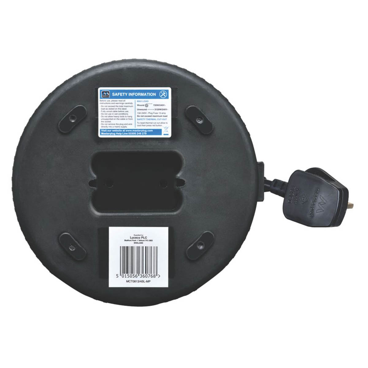 Masterplug Cassette Cable Reel 13A 4 Gang Lightweight Compact Indoor Outdoor 8m - Image 4