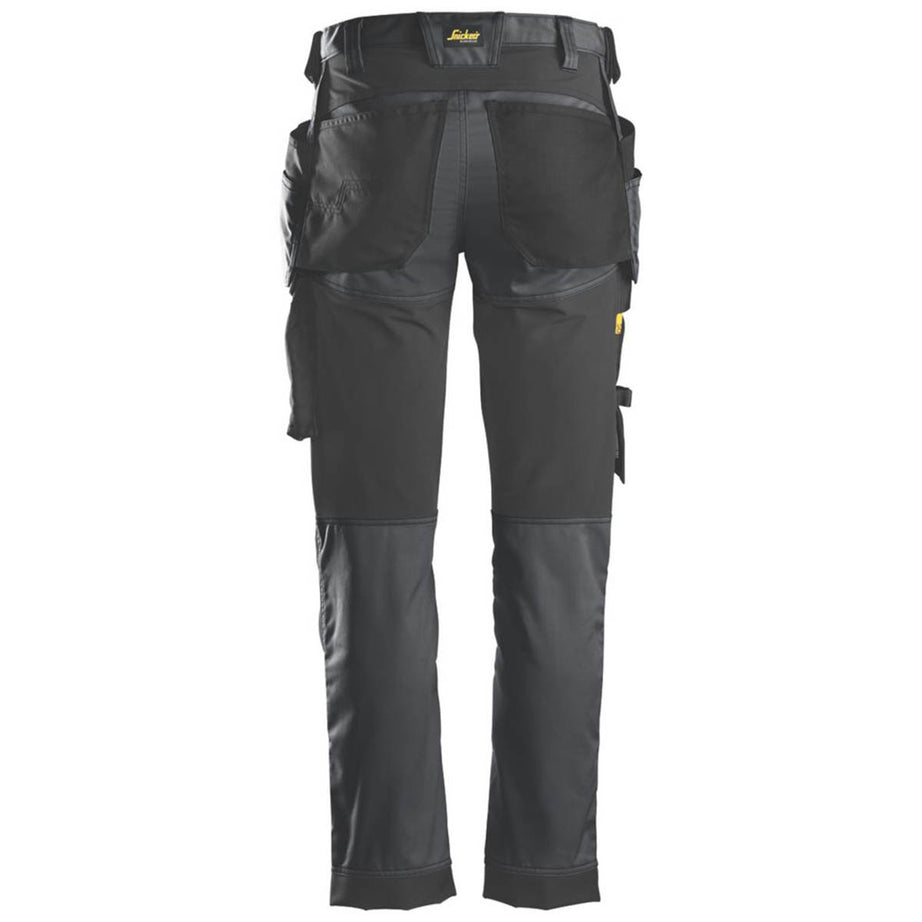Snickers Work Trousers Mens Slim Fit Grey Black Stretch Multi Pockets 33"W 32"L - Image 2