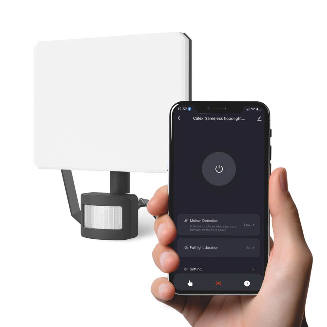 Calex Outdoor Floodlight LED Smart Frameless Black PIR Sensor Tilting 24W - Image 3