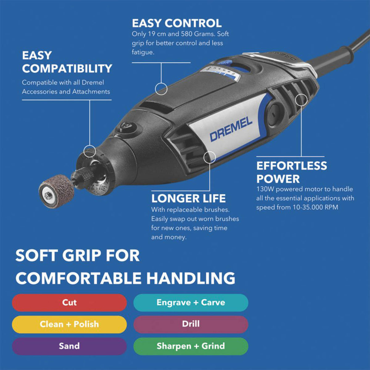 Dremel 3200-1/90 130W  Electric Multi-Tool with Accessories 230-240V 91 Piece Set - Image 3
